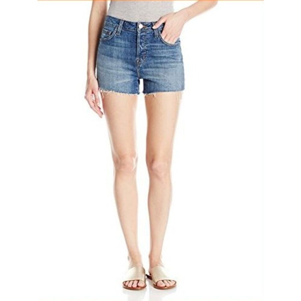 J Brand Gracie High Rise Distressed Cotton Jean Short in Metropolis Indigo
